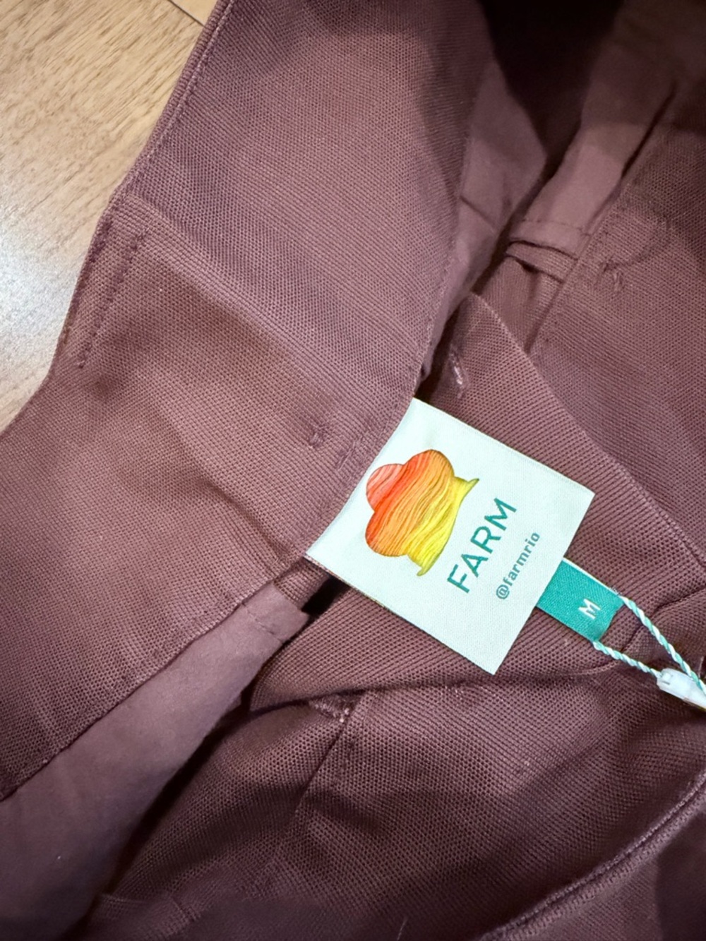Farm Rio High-Waist Pleated Brown Women's Trousers Size M NWT - Picture 8 of 12